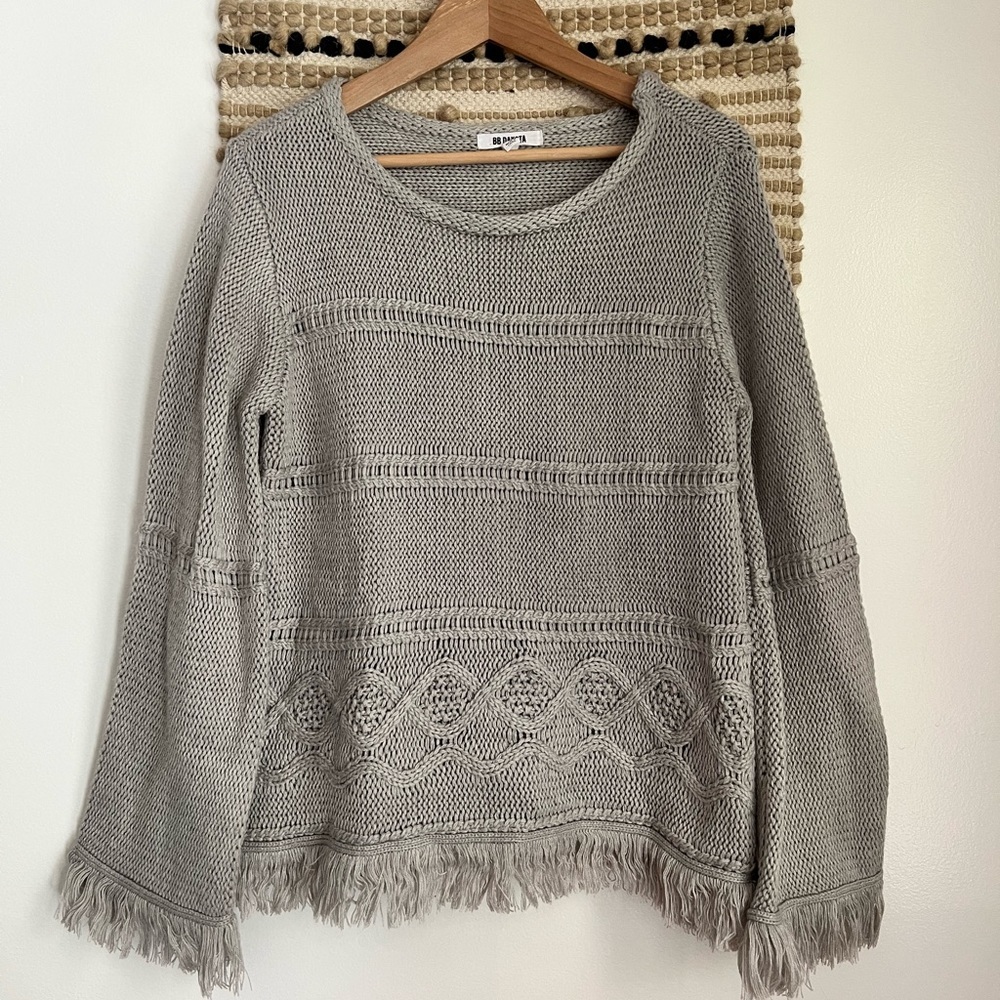 BB DAKOTA | Grey Fringe Knitted Sweater